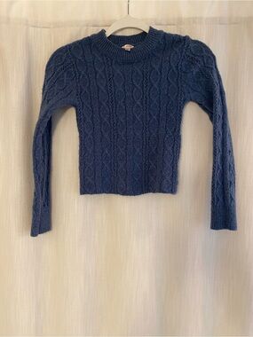franki by francesca’s Cable Knit Crew Sweater - Blue